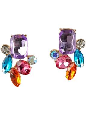 🌸 Bijou Bloom Purple Multicolor Gemstone Earrings